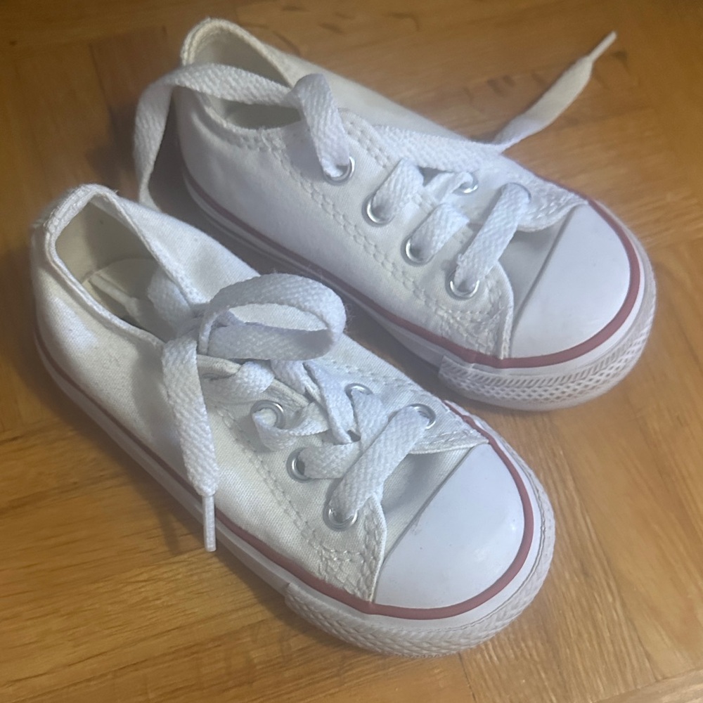 Converse White Kids Sneakers with Red Accents